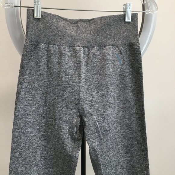 GYMSHARK Gray Black Marled Logo Waistband Butt Enhancer Activewear Leggings - Picture 3 of 10